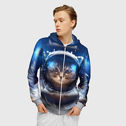 Толстовка 3D на молнии мужская Кот-космонавт, цвет: 3D-меланж — фото 2