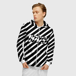 Толстовка 3D на молнии мужская BTS: B&W Stripes, цвет: 3D-белый — фото 2