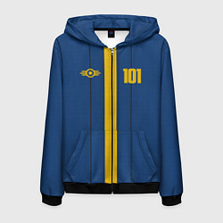 Толстовка 3D на молнии мужская Fallout: Vault 101, цвет: 3D-черный