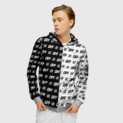 Толстовка 3D на молнии мужская Off-White: Black & White, цвет: 3D-меланж — фото 2