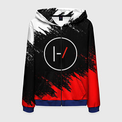 Толстовка 3D на молнии мужская 21 Pilots: Black & Red, цвет: 3D-синий
