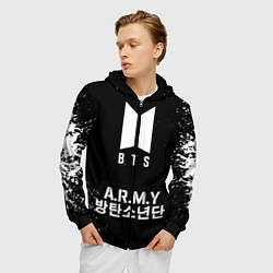 Толстовка 3D на молнии мужская BTS ARMY, цвет: 3D-черный — фото 2