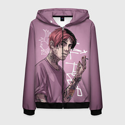 Толстовка 3D на молнии мужская Lil Peep, цвет: 3D-черный