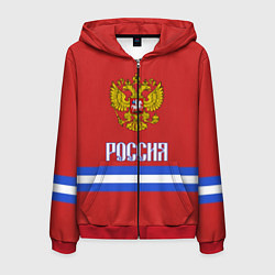 Толстовка 3D на молнии мужская Хоккей: Россия, цвет: 3D-красный