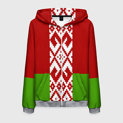 Толстовка 3D на молнии мужская Беларусь флаг, цвет: 3D-меланж