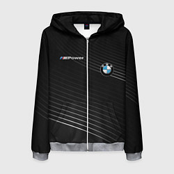 Толстовка 3D на молнии мужская BMW, цвет: 3D-меланж