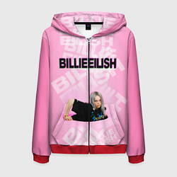 Толстовка 3D на молнии мужская Billie Eilish: Pink Mood, цвет: 3D-красный