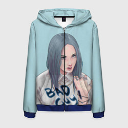 Толстовка 3D на молнии мужская Billie Eilish: Bad Guy, цвет: 3D-синий