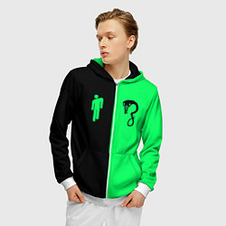 Толстовка 3D на молнии мужская BILLIE EILISH: Blohsh & Ghoul, цвет: 3D-белый — фото 2