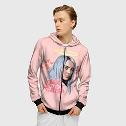 Толстовка 3D на молнии мужская Billie Eilish, цвет: 3D-черный — фото 2