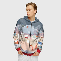 Толстовка 3D на молнии мужская Новогодние каникулы, цвет: 3D-красный — фото 2