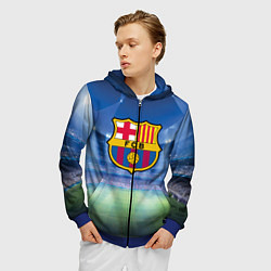 Толстовка 3D на молнии мужская FC Barcelona, цвет: 3D-синий — фото 2