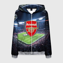 Толстовка 3D на молнии мужская FC Arsenal, цвет: 3D-меланж