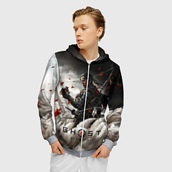 Толстовка 3D на молнии мужская Ghost of Tsushima, цвет: 3D-меланж — фото 2