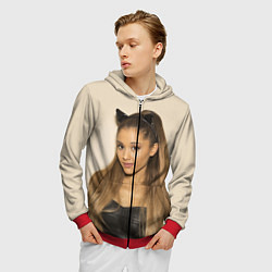 Толстовка 3D на молнии мужская Ariana Grande Ариана Гранде, цвет: 3D-красный — фото 2