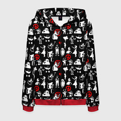 Толстовка 3D на молнии мужская Banksy, цвет: 3D-красный