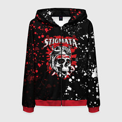 Толстовка 3D на молнии мужская Stigmata, цвет: 3D-красный