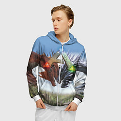 Толстовка 3D на молнии мужская Ark Survival Evolved, цвет: 3D-белый — фото 2