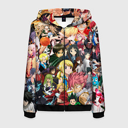 Толстовка 3D на молнии мужская Аниме коллаж, цвет: 3D-черный
