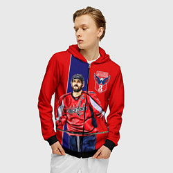 Толстовка 3D на молнии мужская Ovechkin Capitals, цвет: 3D-черный — фото 2