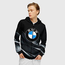 Толстовка 3D на молнии мужская BMW, цвет: 3D-черный — фото 2