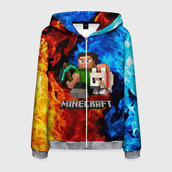 Толстовка 3D на молнии мужская MINECRAFT, цвет: 3D-меланж