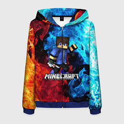 Толстовка 3D на молнии мужская Minecraft Майнкрафт, цвет: 3D-синий