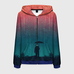 Толстовка 3D на молнии мужская Космический Дождь, цвет: 3D-синий
