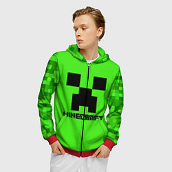 Толстовка 3D на молнии мужская MINECRAFT, цвет: 3D-красный — фото 2