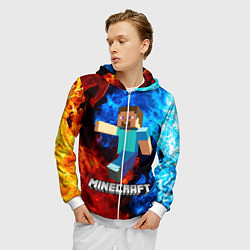 Толстовка 3D на молнии мужская MINECRAFT, цвет: 3D-белый — фото 2