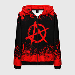 Толстовка 3D на молнии мужская АНАРХИЯ, цвет: 3D-черный