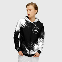 Толстовка 3D на молнии мужская MERCEDES, цвет: 3D-черный — фото 2