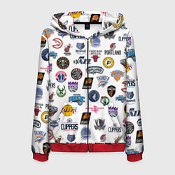 Толстовка 3D на молнии мужская NBA Pattern, цвет: 3D-красный
