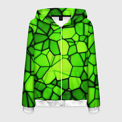 Толстовка 3D на молнии мужская Зеленая мозаика, цвет: 3D-белый