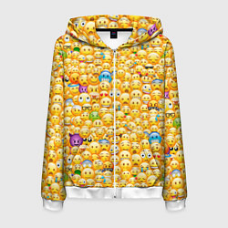 Толстовка 3D на молнии мужская Смайлики Emoji, цвет: 3D-белый