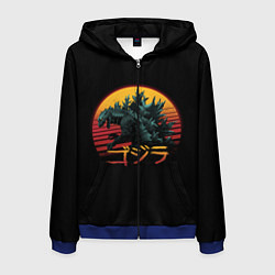 Толстовка 3D на молнии мужская GODZILLA, цвет: 3D-синий