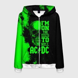 Толстовка 3D на молнии мужская I'm on the highway to hell ACDC, цвет: 3D-белый