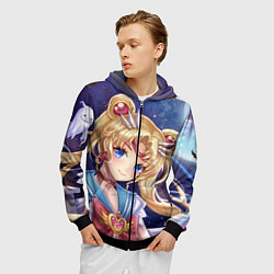 Толстовка 3D на молнии мужская SAILOR MOON, цвет: 3D-черный — фото 2