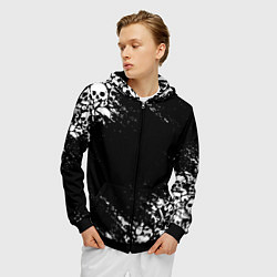 Толстовка 3D на молнии мужская БЕЛЫЕ ЧЕРЕПА, цвет: 3D-черный — фото 2