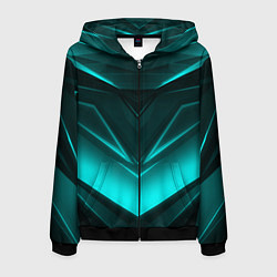 Толстовка 3D на молнии мужская NEON GEOMETRY STRIPES, цвет: 3D-черный