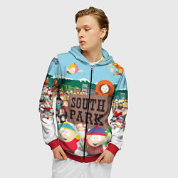 Толстовка 3D на молнии мужская Южный Парк, цвет: 3D-красный — фото 2