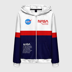 Толстовка 3D на молнии мужская NASA, цвет: 3D-белый