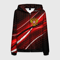 Толстовка 3D на молнии мужская РОССИЯ, цвет: 3D-черный