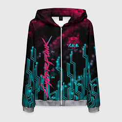 Толстовка 3D на молнии мужская CYBERPUNK, цвет: 3D-меланж