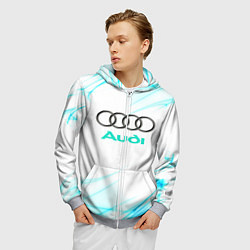 Толстовка 3D на молнии мужская Audi, цвет: 3D-меланж — фото 2