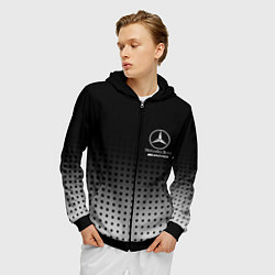 Толстовка 3D на молнии мужская Mercedes-Benz, цвет: 3D-черный — фото 2