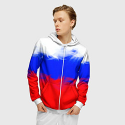 Толстовка 3D на молнии мужская Россия, цвет: 3D-белый — фото 2