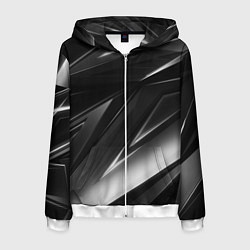 Толстовка 3D на молнии мужская GEOMETRY STRIPES BLACK & WHITE, цвет: 3D-белый