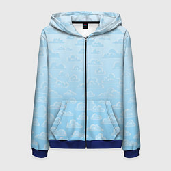 Толстовка 3D на молнии мужская Очень светлые голубые облака, цвет: 3D-синий