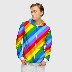 Толстовка 3D на молнии мужская РАДУЖНЫЕ ЛИНИИ, цвет: 3D-белый — фото 2